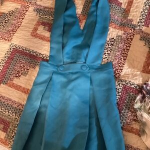 Blue Overall Dress Cosplay Light Blue Small Pleated Skirt